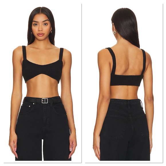 CAMILA COELHO x REVOLVE Adelie Knit Bra Crop Top in Black Size S NWT - Picture 1 of 14